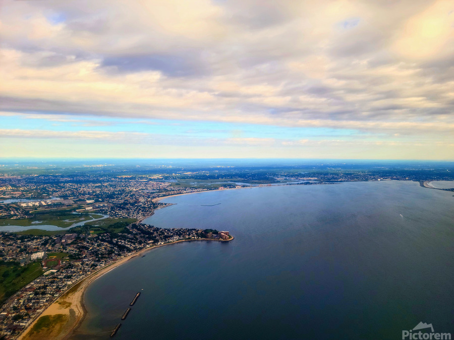 Tides of Perspective: An Elevated Gaze over Boston Bay  Print