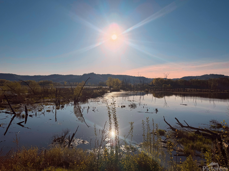 Reflections of La Crosse 2-Reflecting the brilliance of a new day  Print