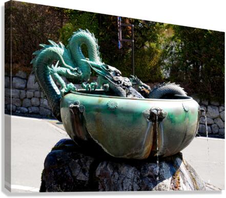 Dragon Bowl Sculpture Water Fountain Canvas Print