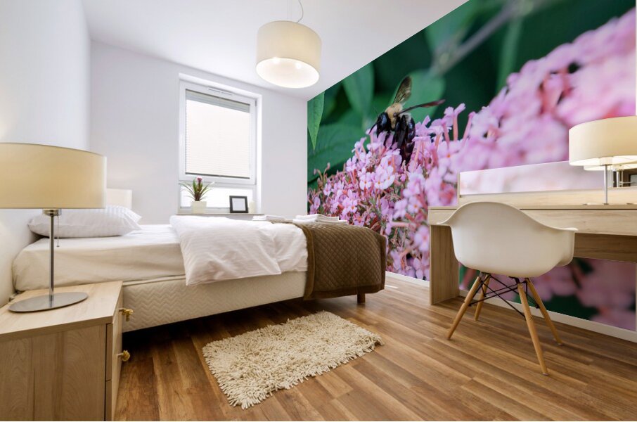 Just Bee Still In Fields of Pink Mural print