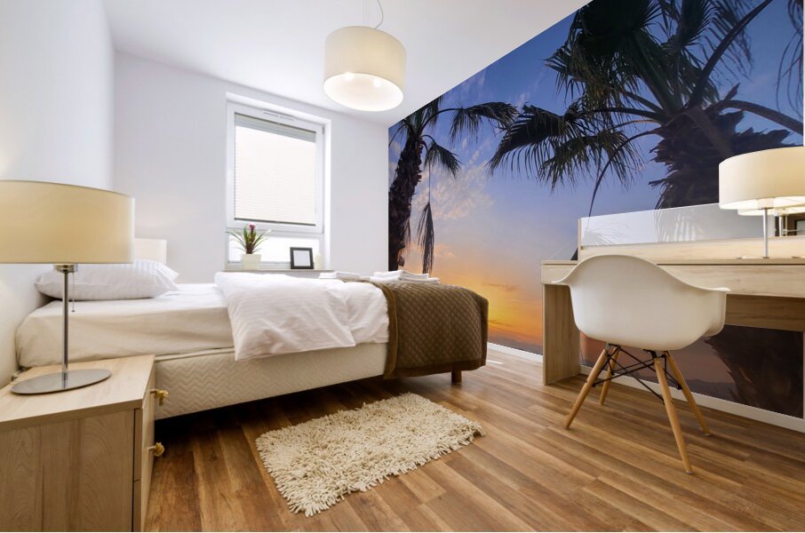 Golden Drift Between Palms Mural print