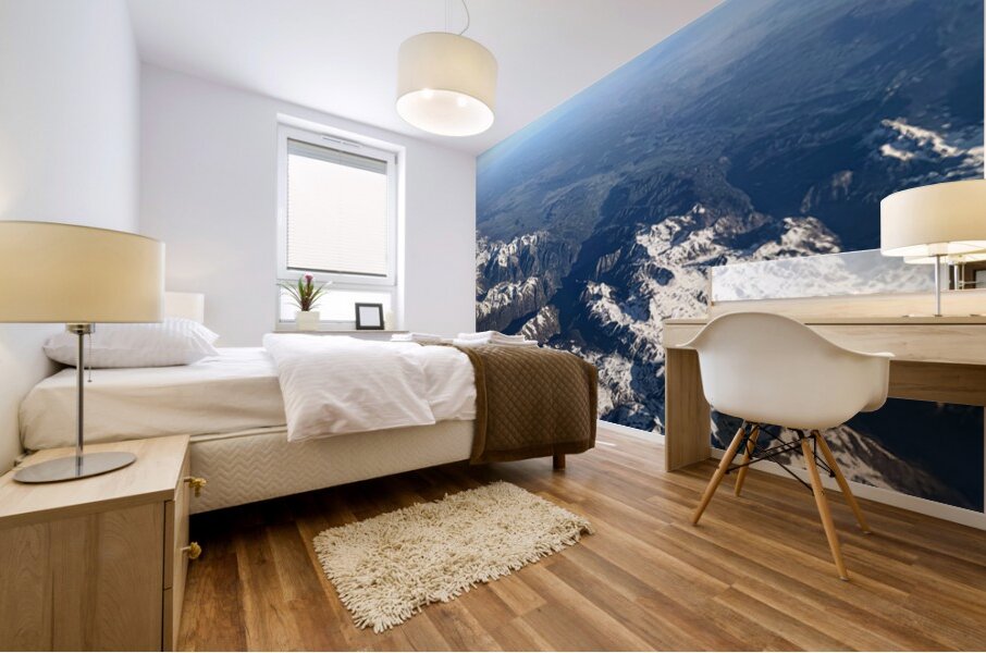Snowcapped Mountains  of Utah: Where Earth Breathes Sky Mural print