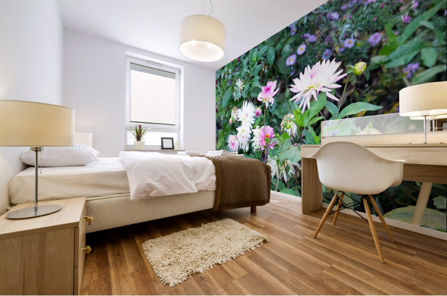 Pink and White Flowers  Mural print