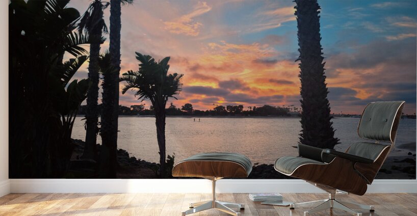 San Diego Sunset: Silent Waters Painted Skies Standing Tall Wall Murals