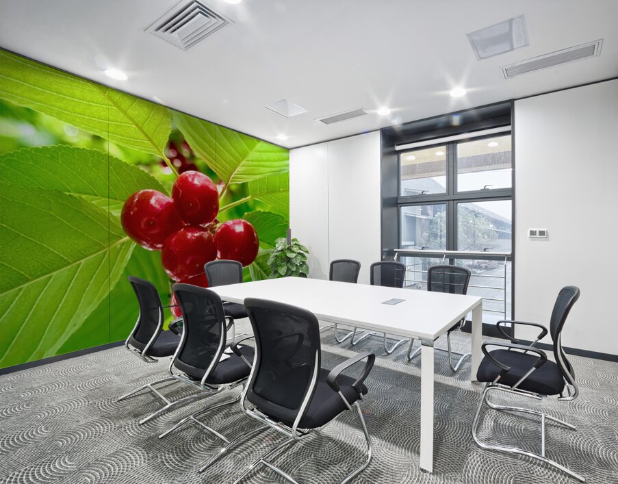 Scarlet Clusters of Abundance Wall Printing