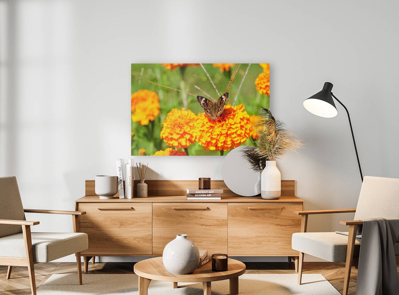 Buckeye Butterfly on Marigold: The Secret Life of Wings and Petals Reproduction